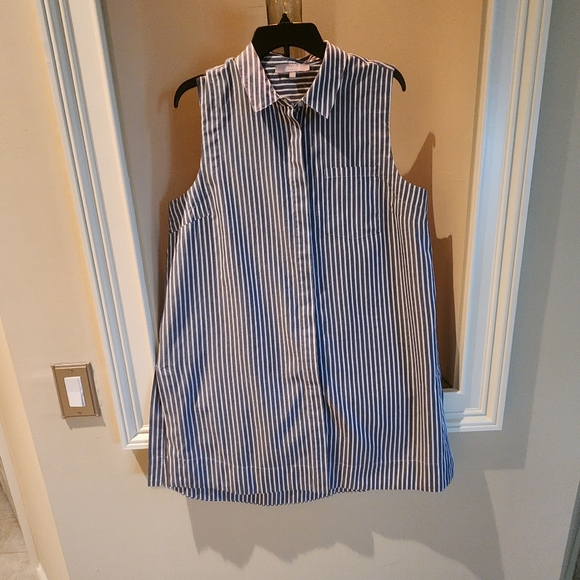 Marled Blue and White Striped Tunic Top - Picture 1 of 5